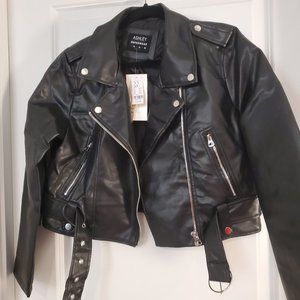 Faux leather moto jacket